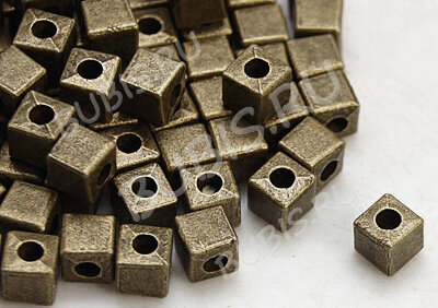 Бусина 198 Кубик маленький 4*4*4мм античная бронза (литьё) (10шт.)