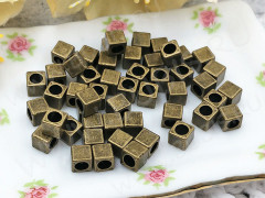 Бусина 198 Кубик маленький 4*4*4мм античная бронза (литьё) (10шт.)