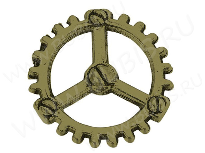 (ОПТ) Подвеска Шестерёнка 19 двусторонняя 12*12*1мм античная бронза (литьё) (Steampunk) (50шт.)
