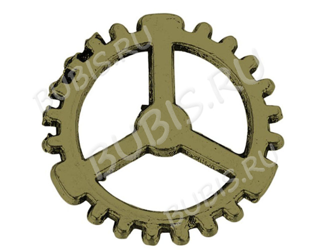 (ОПТ) Подвеска Шестерёнка 19 двусторонняя 12*12*1мм античная бронза (литьё) (Steampunk) (50шт.)