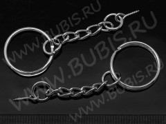 Карабин для брелка 13 с винтовым штифтом 10мм Кольцо 20*20*2мм и цепочка 25*4,5*2,5мм цвет платины (Iron)