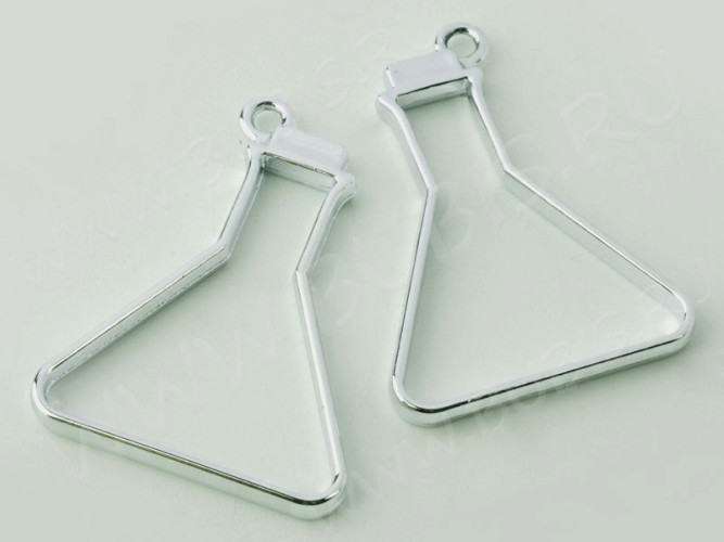 Подвеска Рамка 28 Бутылочка Флакон треугольная 41*31*3,5мм цвет платины (литьё)