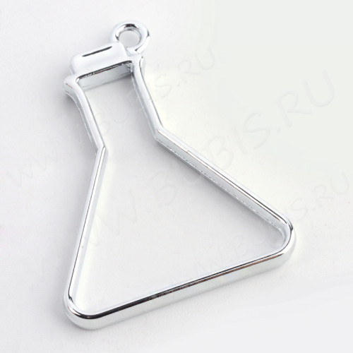 Подвеска Рамка 28 Бутылочка Флакон треугольная 41*31*3,5мм цвет платины (литьё)