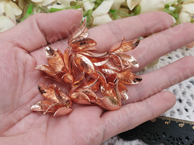 Шапочка тонкая 091 простая 23 колокольчик винтажный Листики 23*23*16,5мм розовое золото (LUX Китай) (Brass)