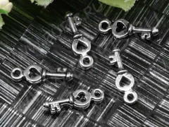 (СКИДКИ!!!) Подвеска Ключик 44 3D с сердечком 15,5*5*3мм античное серебро (литьё) (10шт.)