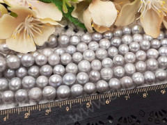(ОПТ) Бусина Жемчуг 48 пресноводный фриформ 7-8мм серый натуральный (камни) (нить 35-36см)