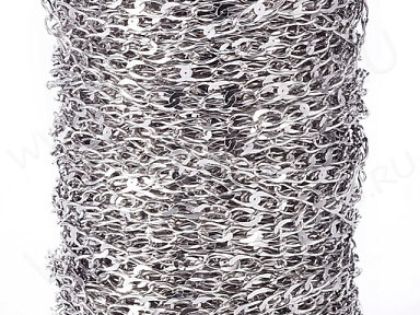 Цепочка S27 Ювелирная сталь фигурное звено с уплощением 4,5*2*0,5мм цвет платины (Хирургическая сталь) (50см)