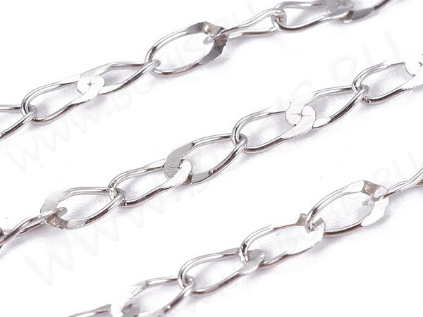 Цепочка S27 Ювелирная сталь фигурное звено с уплощением 4,5*2*0,5мм цвет платины (Хирургическая сталь) (50см)