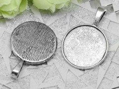 Подвеска-сеттинг Круг 19 с сеттингом 25мм 38,5*27*1,8мм античное серебро (литьё)