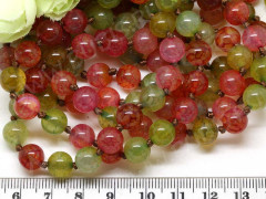 Бусина округлая 8мм Агат кракле микс т.розово-св.зелёный (камни)