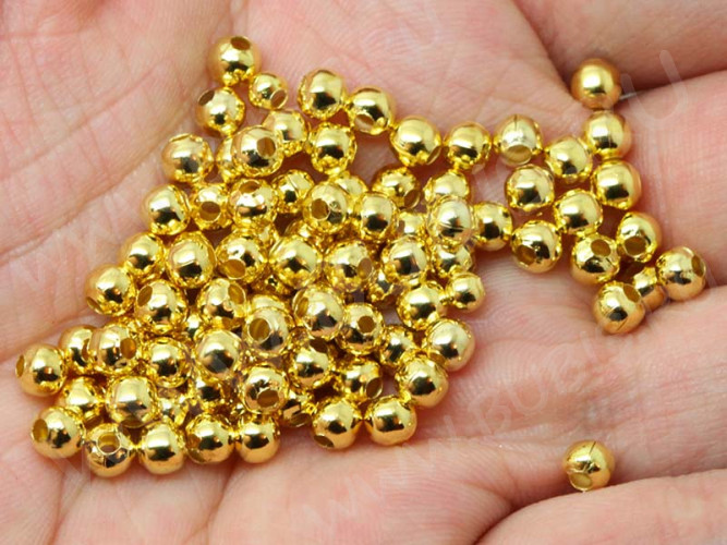 Бусина Шарик металлический 8мм золотистый (Iron) (20шт)
