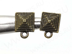 Пуссеты (&quot;гвоздики&quot;) №136 Квадрат 14,5*13,5*10мм античная бронза (литьё) (1 пара)