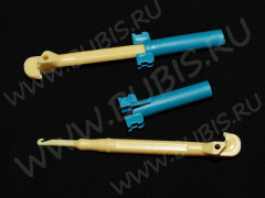 (РАСПРОДАЖА!!!) Крючок 02 Loom Bands трансформер профи из жёсткого пластика для плетения браслетов 140*24*12мм жёлто-т.голубой (пластик) (инструменты Loom)