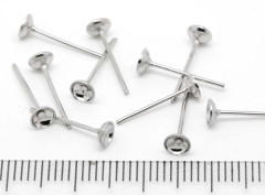 (КРУПНЫЙ ОПТ) Пуссеты (&quot;гвоздики&quot;) №020 12*5*0,7мм (сеттинг-чашечка 4мм) цвет платины (Iron) (ок. 500 пар)