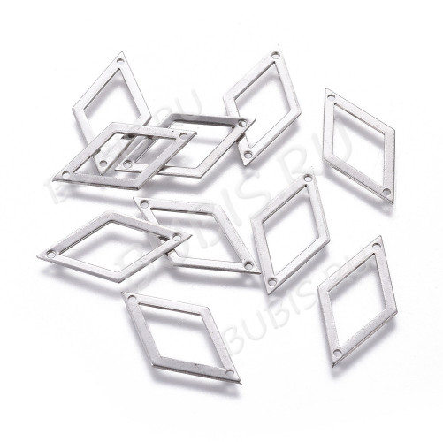 382 Коннектор Ромб рамка вставка 22*12,5*0,5мм цвет платины (Хирургическая ювелирная сталь)