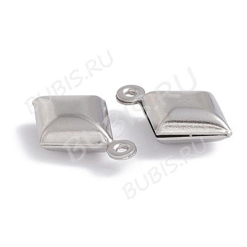 Подвеска Ромб 05 Бубны стальная 15,5*9,5*4,5мм цвет платины (Хирургическая сталь)