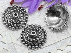 200 Шапочка пластиковая огромная 26,5*26,5*9мм античное серебро (АКРИЛ)