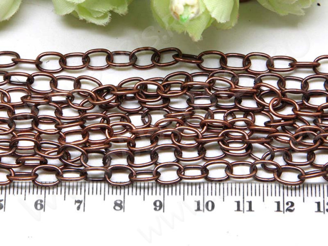 Цепочка I103 с простым плетением звено 8*5,5мм античная медь (Iron) (1м)