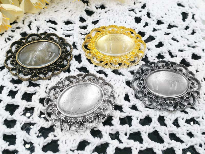 Подвеска-сеттинг Овал 08 (сеттинг 24-25*18мм) 40*35*1,9мм античное серебро (литьё)