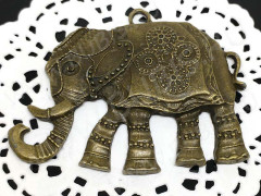 Кулон 53 подвеска большая Слоник 64,5*52*4мм античная бронза (литьё)