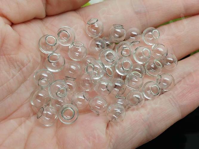 Пузырь стеклянный 42 Сфера с одним отверстием (3-4мм) 8*7мм прозрачный (стекло)