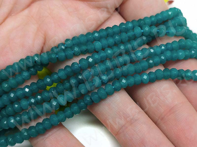 Бусина каменная Рондель 14 ГРАНЁНЫЙ 4*4*2,5мм Кварц тонир. бирюзовый (камни) (10шт.)