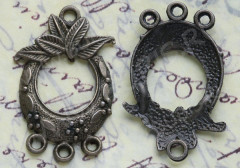 Подвеска для серёжек №126 с листиками 34*22*3мм античная бронза