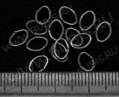 Колечки овальные закрытые разъёмные 7*5мм чёрный никель (Iron) (20шт.)