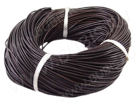 Шнур кожаный 03 воловья кожа 2мм тёмно-коричневый (1м)