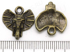 Подвеска Слоник 04 голова 18*16,5*4,3мм античная бронза (литьё)
