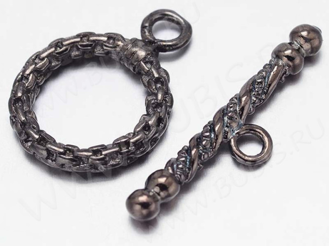 170 Тоггл средний витой 20*15мм и 28*6мм черный никель (LUX Китай) (Brass)