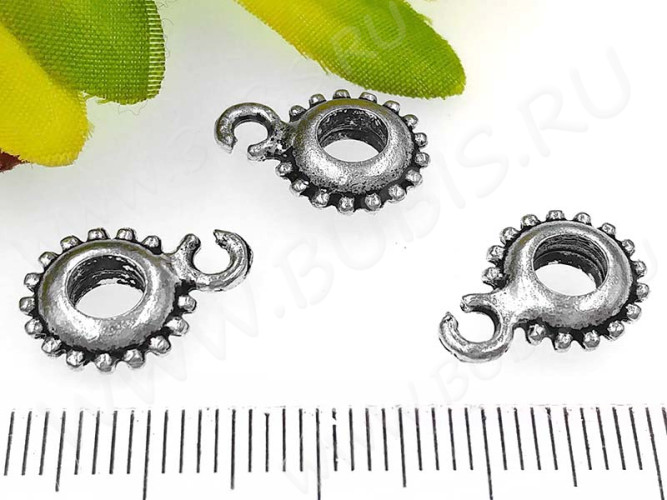 (СКИДКИ!!!) Бусина с петлёй 095 Бейл плоский 14,5*10,5*3,5мм античное серебро (литьё) (10шт.)