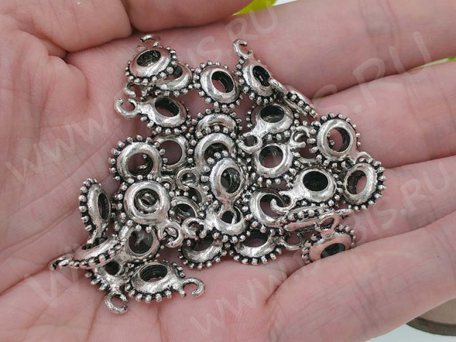 (СКИДКИ!!!) Бусина с петлёй 095 Бейл плоский 14,5*10,5*3,5мм античное серебро (литьё) (10шт.)