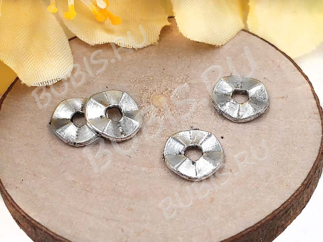 (СКИДКИ!!!) Рондели 085 волнистые 7*7*1,2мм античное серебро (литьё) (50шт.)