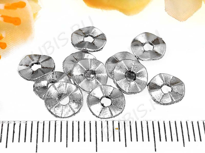 (СКИДКИ!!!) Рондели 085 волнистые 7*7*1,2мм античное серебро (литьё) (50шт.)