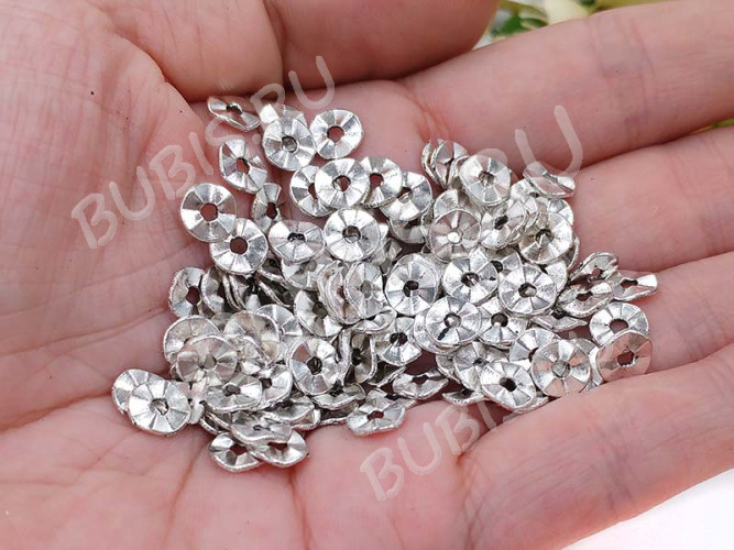 (СКИДКИ!!!) Рондели 085 волнистые 7*7*1,2мм античное серебро (литьё) (50шт.)