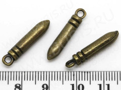 Подвеска Клык 04 3D Пуля 23,5*4,5*4,5мм античная бронза (литьё)