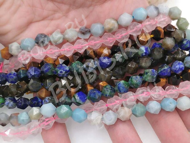 Бусина каменная Многогранник 01 8*7*7мм Тигровый глаз натуральный (камни)