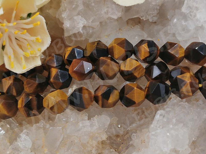 Бусина каменная Многогранник 01 8*7*7мм Тигровый глаз натуральный (камни)