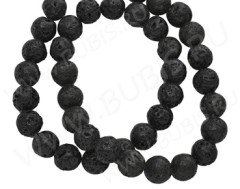 (СКИДКИ!!!) Бусина округлая 6мм Лава вулканическая чёрная (камни) (10шт)