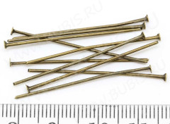 (СКИДКИ!!!) Штифт со шляпкой 40*0,7мм античная бронза, без никеля (Iron) (50шт)