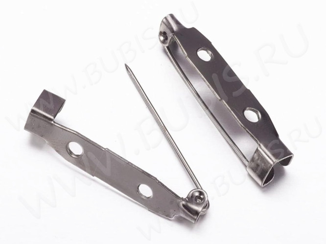 (ОПТ) Основа (заготовка) для броши №23 Булавка 2 отверстия 30*6*5мм черный никель (Iron) (100шт.)