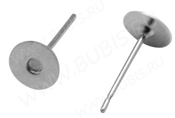 (СКИДКИ!!!) Пуссеты ("гвоздики") №156 (платформа 6мм) с 3 рисочками 12*0,7мм цвет платины (хирургическая сталь) (10 пар)