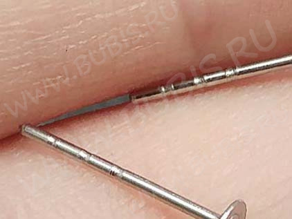 (СКИДКИ!!!) Пуссеты ("гвоздики") №156 (платформа 6мм) с 3 рисочками 12*0,7мм цвет платины (хирургическая сталь) (10 пар)