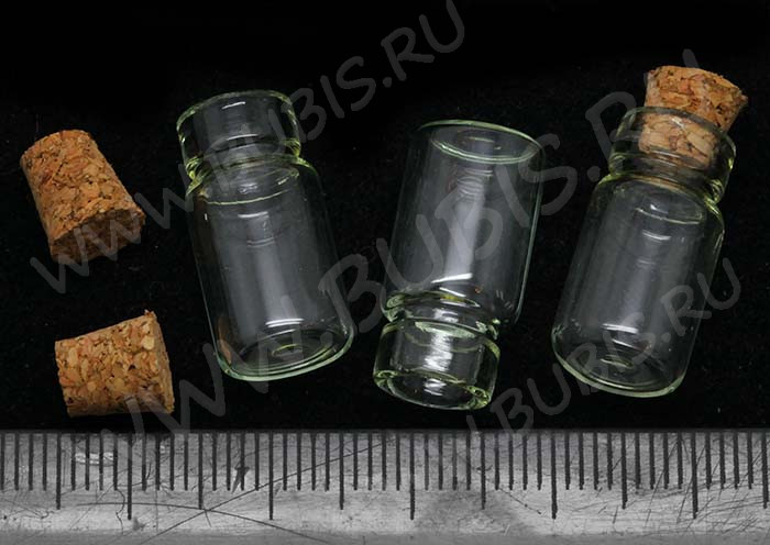 Бутылочка 01 с пробкой 1мл 23*10*10мм прозрачная (стекло) (5ШТ)