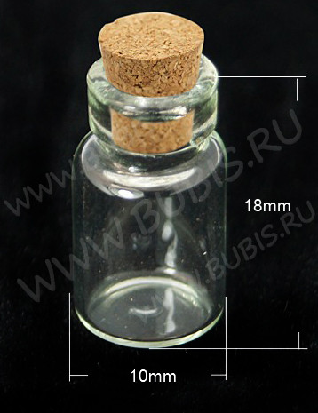 Бутылочка 01 с пробкой 1мл 23*10*10мм прозрачная (стекло) (5ШТ)