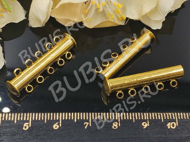 Магнитный замочек №24 слайдер, лифт на 5 нитей (10 петелек) 31*11*7мм золотистый (Brass)