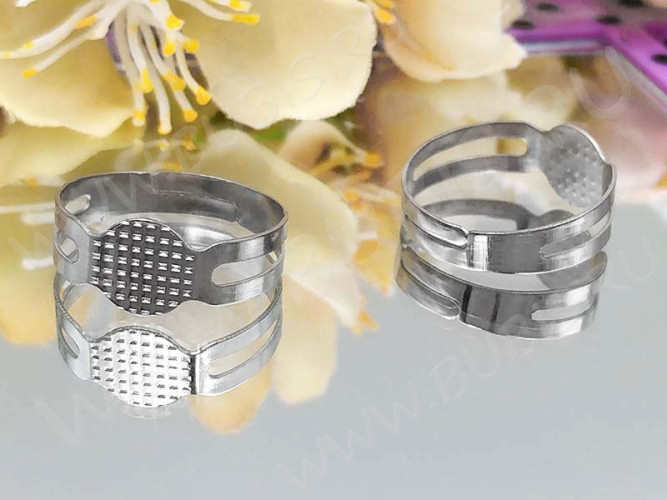 (СКИДКИ!!!) Основа (заготовка) для кольца 085 17мм со сплошной платформой 8мм цвет платины (Iron) (10шт.)