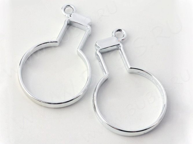 Подвеска Рамка 29 Бутылочка круглая 42*26*3,5мм цвет платины (литьё)