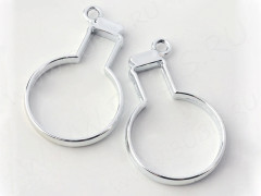 Подвеска Рамка 29 Бутылочка круглая 42*26*3,5мм цвет платины (литьё)